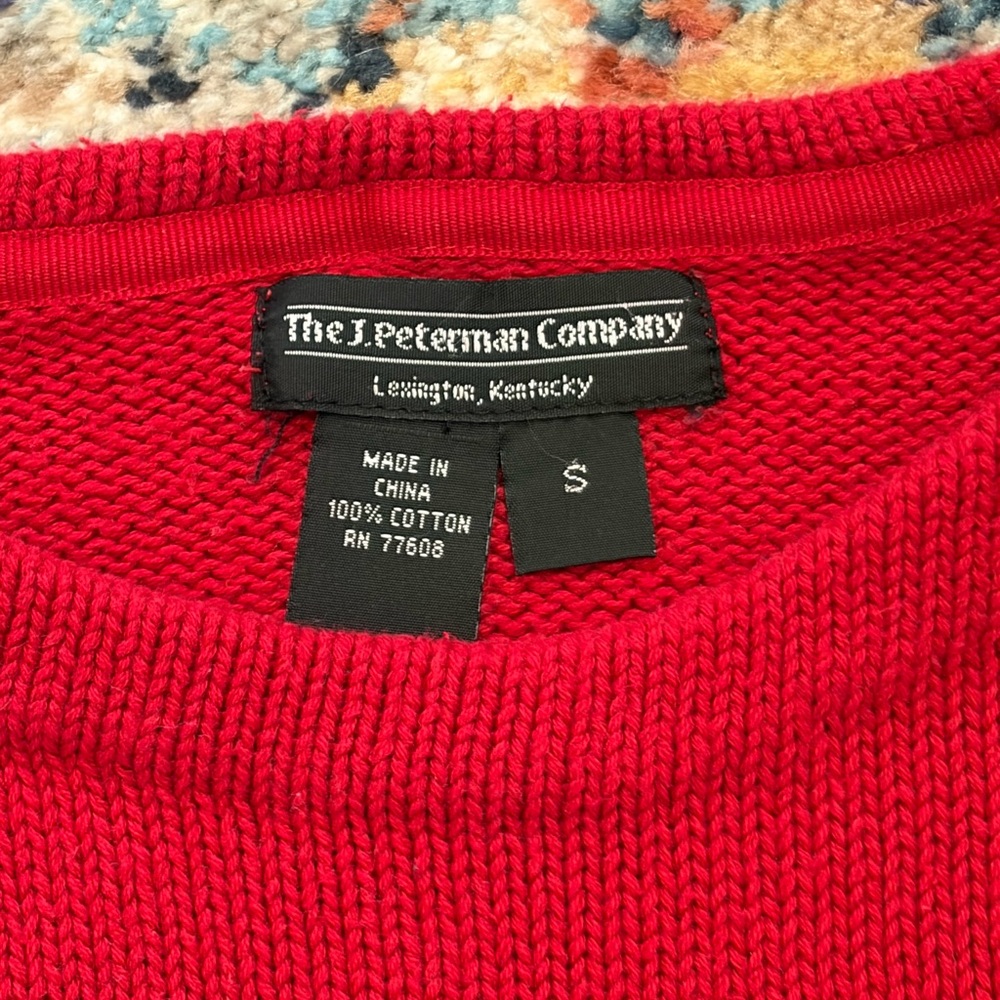 Vintage J. Peterman Women’s Red Sweater w/ Sporty Striped Sleeve Preppy 90’s EUC - Picture 8 of 11